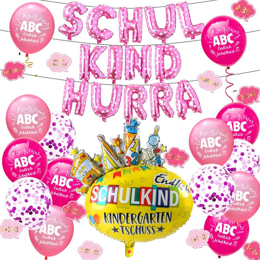 iZoeL Schule Kind Foil Balloon Garland School Balloon Confetti Pink