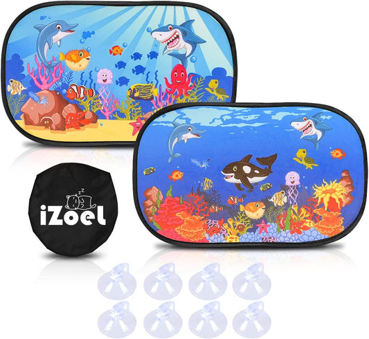 iZoeL Car Sun Shade for Baby Kids 2 Pack, Static Cling Side Window Car Annimal Lion, 80GSM Rear Sunshades Universal with 8 Suction Cups and Storage Bag - Sun Glare and UV Rays ProtectionProtection