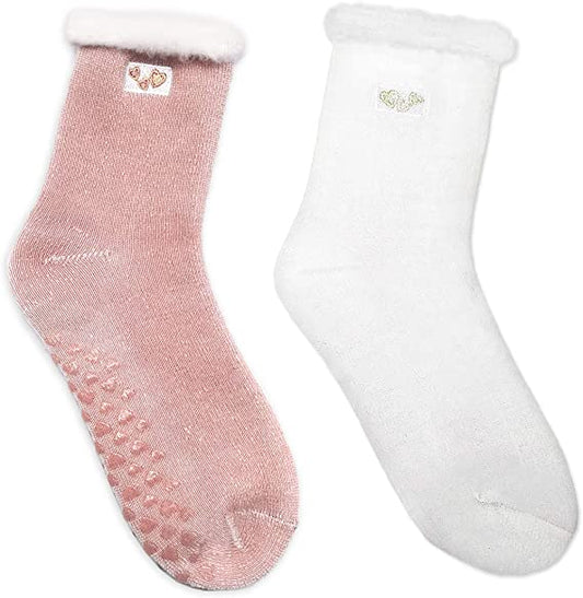 iZoeL 2 Pairs Winter Socks for Women Girls, Thermal Wool Socks No Slip Fluffy Socks Thick Winter Socks - Christmas Gifts Birthday Gifts for Adults Teens Boys