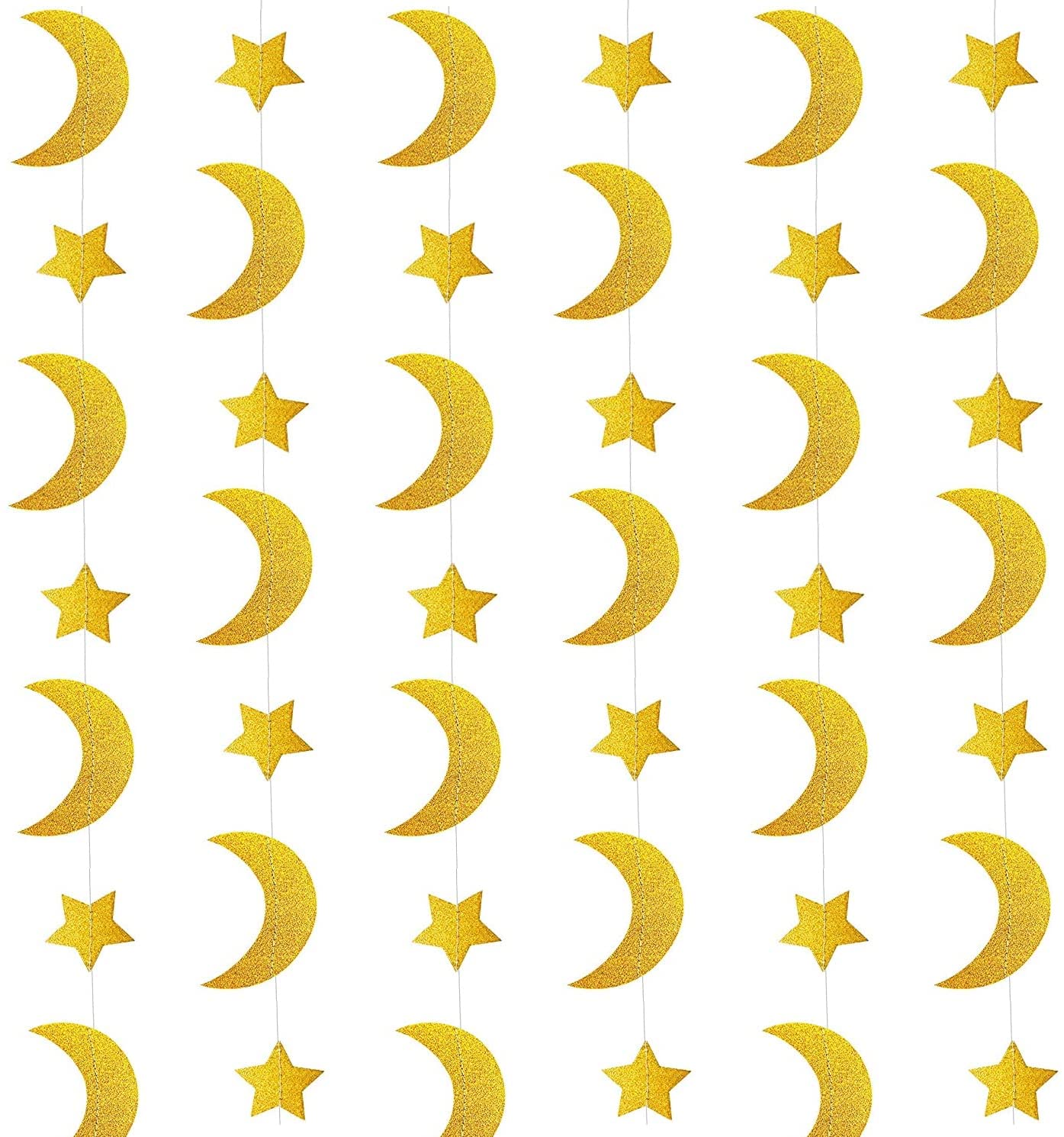 iZoeL EID Mubarak Decorations for Home Eid Decorations UK, Eid Mubarak Balloons Mubarak Banner Eid Cake Topper Moon Star Garland Eid Balloons for Home Restaurant Garden - Black Gold
