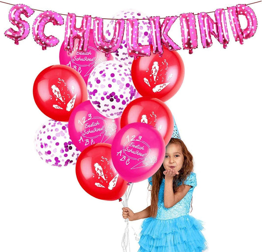 iZoeL Schuleinführung Schulanfang Einschulung SCHULKIND foil balloons rose latex balloons for girls 379-2