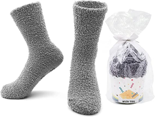 iZoeL Fluffy Socks Womens 4-7- If You Can Read This Bring Me Coffee Socks- Cupcake Gift Packaging - Christmas Socks Novelty Socks Funny Socks - Birthday Xmas Gift for Wife