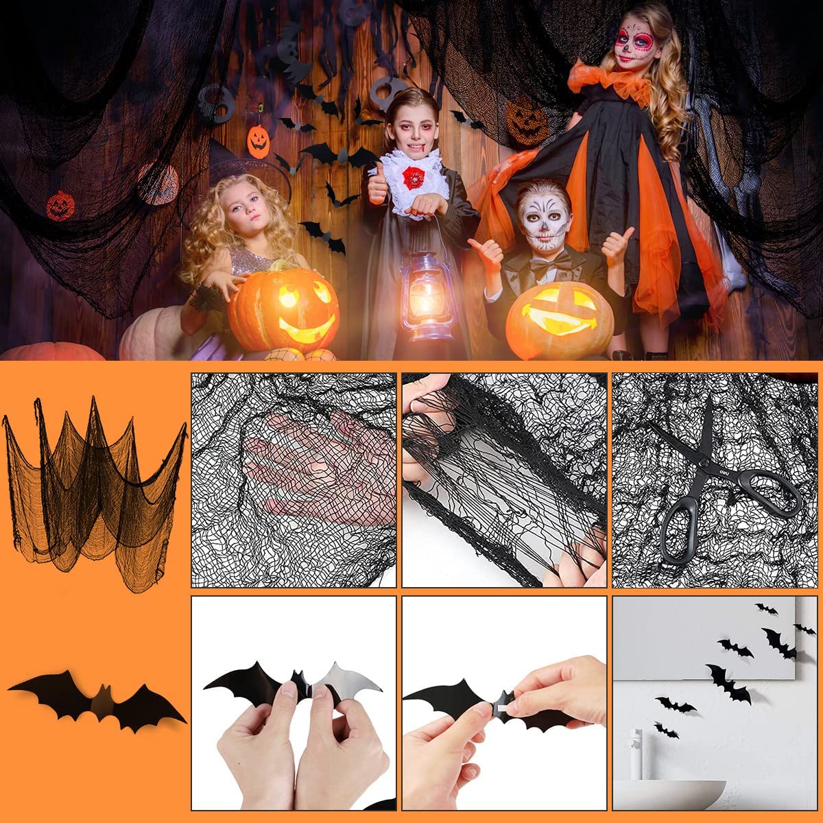 iZoeL Halloween Decorations Balloon, Halloween Fabric Cloth Flying Bat Hanging Swirl Halloween Banner Spooky Balloons, Halloween Decorations Outdoor Indoor Yard Haunted House