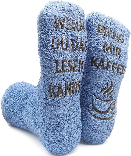 iZoeL Funny Socks Wenn Du Das Lesen Kannst Bring mir Schokolade Kaffee Wein Lustige Adventskalender Weihnachten Valentine Geschenk