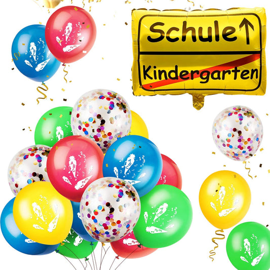 iZoeL Schulanfang Schuleinführung 20 ABC 123 Balloons Foil Balloon (blue)