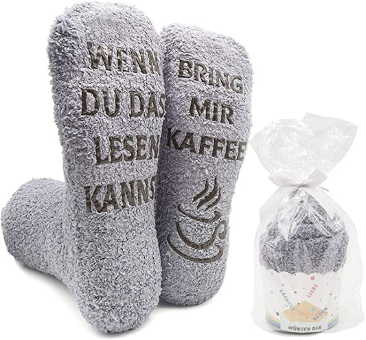 iZoeL Flauschsocken damen Lustige Socken (grey)