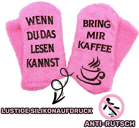 iZoeL Funny Socks Wenn Du Das Lesen Kannst Bring mir Schokolade Kaffee Lustige Adventskalender Weihnachten Valentine