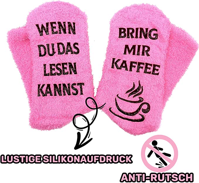 iZoeL Funny Socks Wenn Du Das Lesen Kannst Bring mir Schokolade Kaffee Lustige Adventskalender Weihnachten Valentine