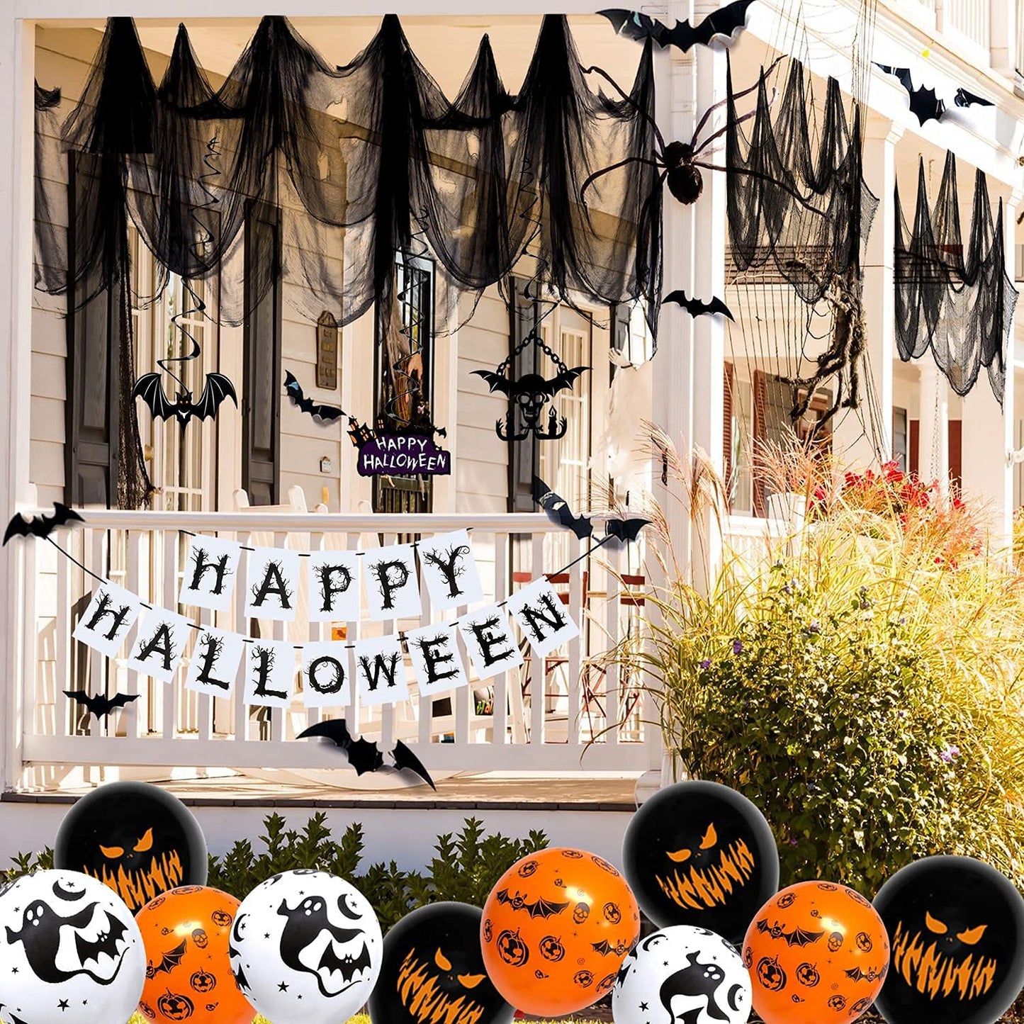 iZoeL Halloween Decorations Balloon, Creepy Cloth Flying Bat Hanging Swirl Halloween Banner Spooky Balloons, Halloween Props for Halloween Decorations Outdoor Indoor Yard Haunted House Halloween Decorations Balloon