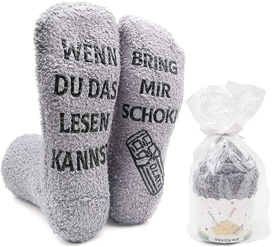 iZoeL Flauschsocken damen Lustige Socken (grey)