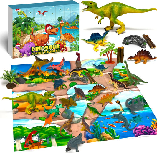 iZoeL Dinosaur Advent Calendar 2021 Boys Kids Christmas, 24 Dinosaurs Figures Playset with Game Map Countdown Days to Christmas Xmas Holiday Surprise Gift for Girls Teens