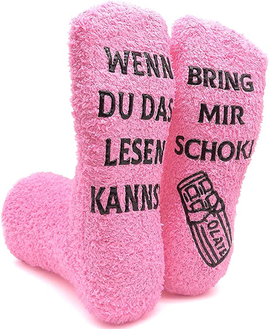 iZoeL Funny Socks Wenn Du Das Lesen Kannst Bring mir Schokolade Kaffee Wein Lustige Adventskalender Weihnachten Valentine Geschenk