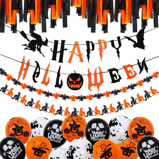 iZoeL Ghost Halloween Decoration Balloon Set, Floating Ghost Flying Bat Happy Halloween Banner Scary Balloons, Halloween Night Party Ideas for Outdoor Indoor Yard Haunted House Props (Red)