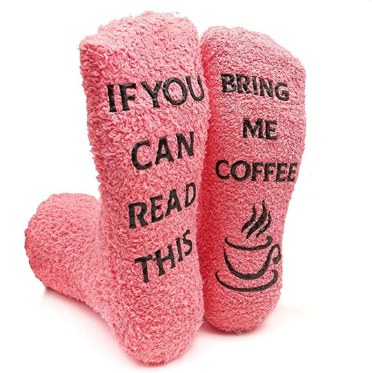 iZoeL If You Can Read This Bring Me Socks Funny Socks Non-slip Chocolate Coffee Socks Gift Box Packaging, Novelty Birthday Valantine Gift for Women Wife Daughter Girlfriend Mother