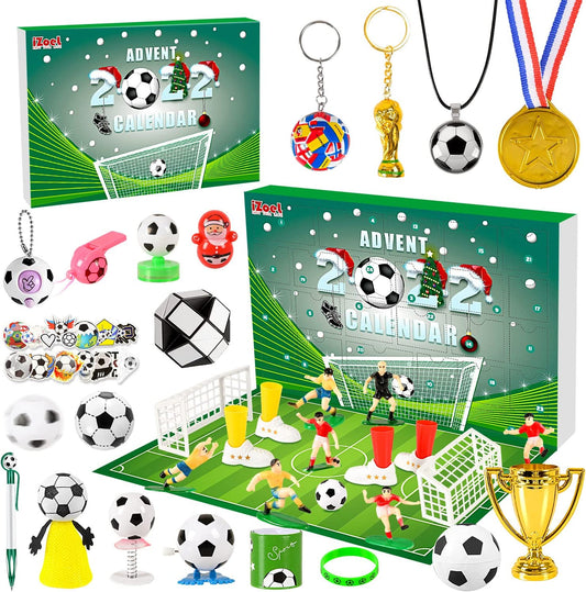 iZoeL Football Advent Calendar for Boys Girls 2022, 2022 World Football Gifts with Football Medal Whistle 24 Christmas Countdown Advent Calendar Christmas Stocking Gifts for Football Fans