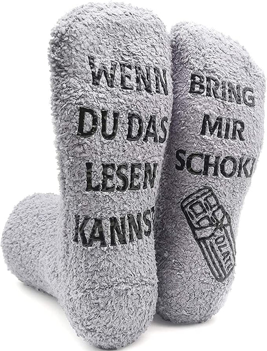 iZoeL Funny Socks Wenn Du Das Lesen Kannst Bring mir Schokolade Kaffee Wein Lustige Adventskalender Weihnachten Valentine Geschenk
