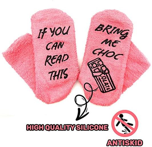 iZoeL Chocolate Socks Womens 4-7- If You Can Read This Bring Me Chocolate Socks- Cupcake Gift Packaging - Fluffy Socks Novelty Socks Funny Socks - Birthday Christmas Gift for Wife Mother