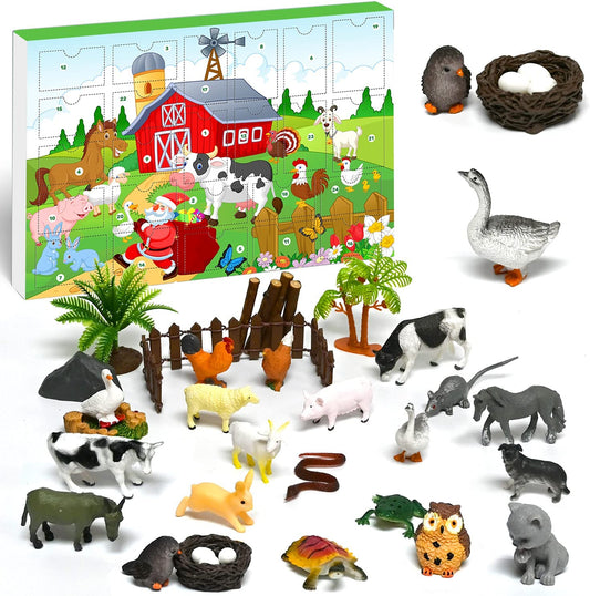 iZoeL Advent Calendar 2021 Kids Farm Animals Christmas, 24 Realistic Animals Figures Playset Countdown Days to Christmas Holiday, Xmas Surprise Gift for Boys Kids Girls Teens