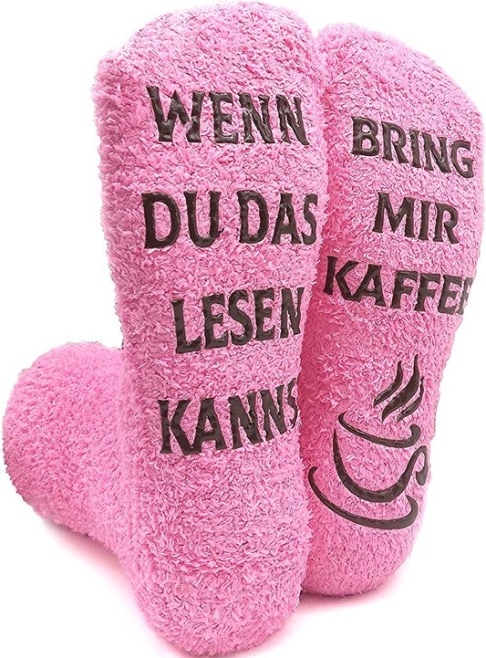 iZoeL Funny Socks Wenn Du Das Lesen Kannst Bring mir Schokolade Kaffee Lustige Adventskalender Weihnachten Valentine