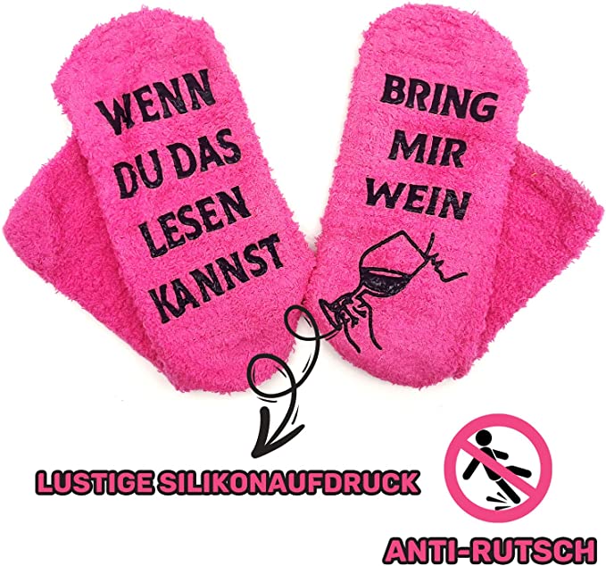 Wein Socken Wenn Du Das Lesen Kannst Bring Mir Socken mit Geschenk Verpackung für Frauen Mädchen Freundin Weihnachten Geburtstag Adventskalender