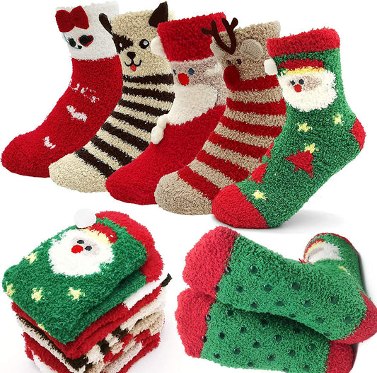iZoeL Christmas Socks Women Girls Fluffy Animals Dog Socks Non Slip Kids