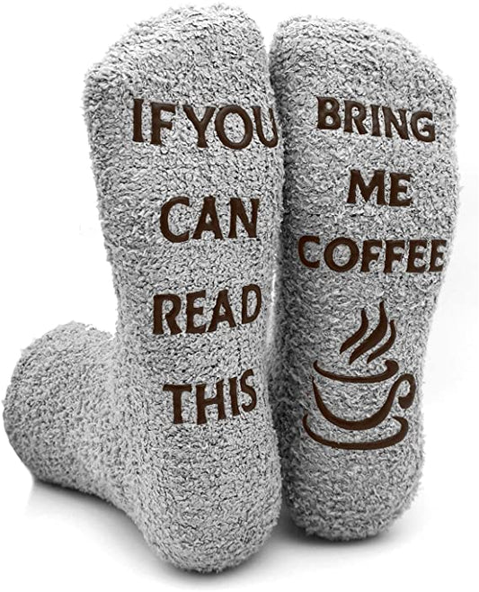 iZoeL If You Can Read This Bring Me Socks Funny Socks Non-slip Chocolate Coffee Socks Gift Box Packaging, Novelty Birthday Valantine Gift for Women Wife Daughter Girlfriend Mother