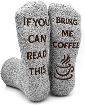 iZoeL If You Can Read This Bring Me Socks Funny Socks Non-slip Chocolate Coffee Socks Gift Box Packaging, Novelty Birthday Valantine Gift for Women Wife Daughter Girlfriend Mother