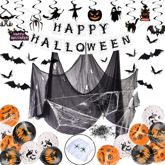 iZoeL Halloween Decorations Balloon, Halloween Fabric Cloth Flying Bat Hanging Swirl Halloween Banner Spooky Balloons, Halloween Decorations Outdoor Indoor Yard Haunted House