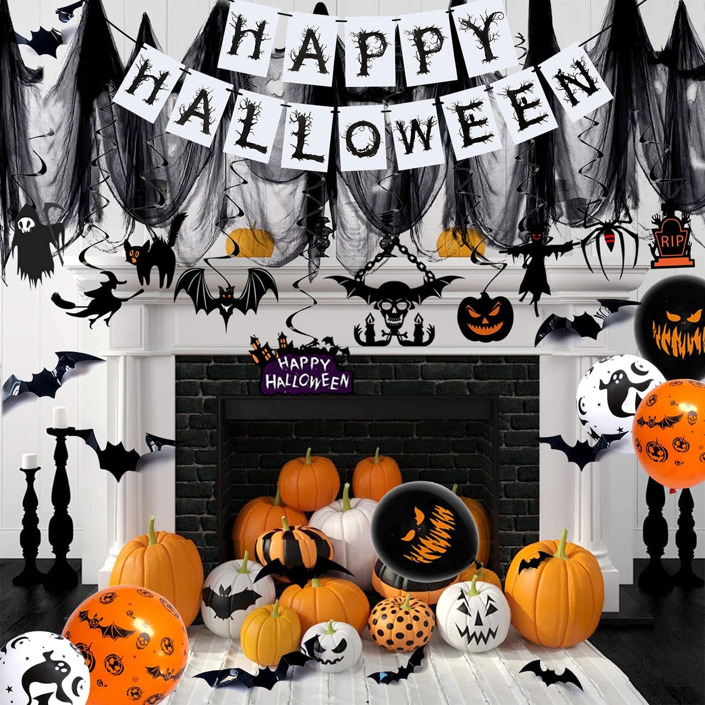 iZoeL Halloween Decorations Balloon, Creepy Cloth Flying Bat Hanging Swirl Halloween Banner Spooky Balloons, Halloween Props for Halloween Decorations Outdoor Indoor Yard Haunted House Halloween Decorations Balloon