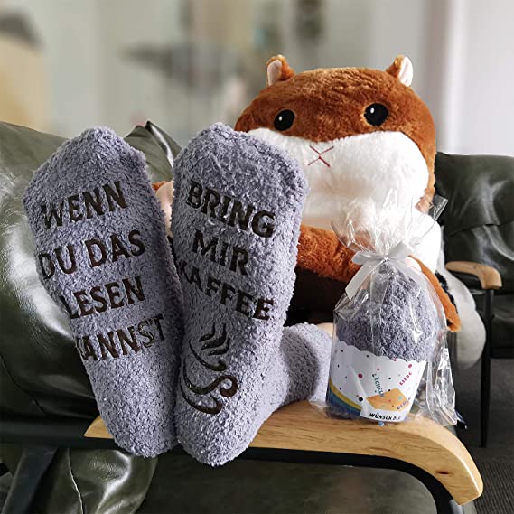 iZoeL Flauschsocken damen Lustige Socken (grey)