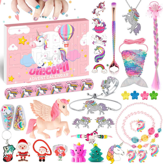 iZoeL Unicorn Advent Calendar 2022 Girls Christmas, 24 Days Novelty Gifts Jewelry Unicorn Accessories Coin Purse Countdown Days to Christmas Holiday Xmas Surprise Gift for Kids