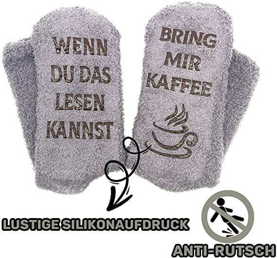 iZoeL Flauschsocken damen Lustige Socken (grey)