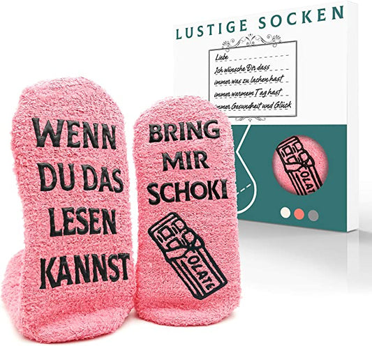 Schokolade Socken Wenn Du Das Lesen Kannst Bring Mir Socken mit Geschenk Verpackung für Frauen Mädchen Freundin Weihnachten Geburtstag Adventskalender
